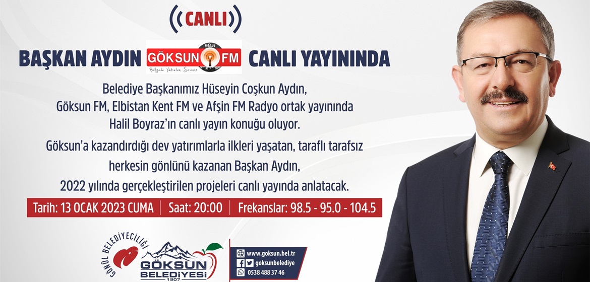 BAŞKAN AYDIN CANLI YAYINDA SORULARI CEVAPLANDIRACAK.