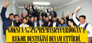 GÖKSUN, BAŞKAN ERDOĞAN’A REKOR DESTEĞİNİ DEVAM ETTİRDİ.