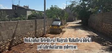 Onikişubat Belediyesi, Mağralı Mahallesi’ndeki yol tahribatlarını gideriyor.