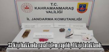 33 Kişi hakkında yasal işlem yapıldı, 1 kişi tutuklandı.