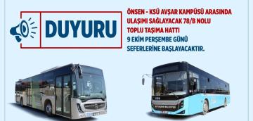 Şehir İçi Toplu Taşımaya Yeni Hat; 78/B Hizmete Giriyor