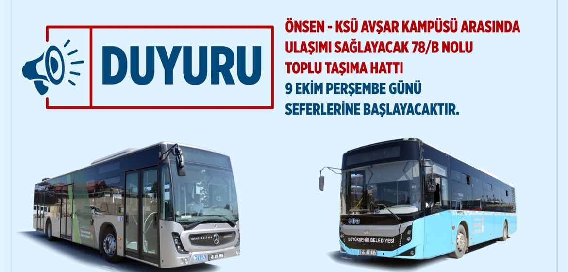 Şehir İçi Toplu Taşımaya Yeni Hat; 78/B Hizmete Giriyor