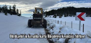 Büyükşehir’in Kırsalda Karla Mücadelesi Kesintisiz Sürüyor.