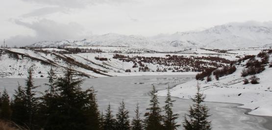 Kahramanmaraş’ta baraj ve göletler buz tuttu.